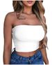 Xomen's Clothing Women's European And American Wrap Chest Solid Color Tube Top Off Shoulder Short Top Tight Tights_ecoleips.com