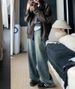 KEN STUDIO Autumn/Winter New Gradient Slightly Spicy Jeans American Retro Design Wide-Leg Flared Pants_ecoleips.com
