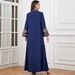 Women's Elegant Ethnic Style Solid Color Long Robe with Rope Embroidery Fashionable Evening Gown Long Sleeved Dress_ecoleips.com