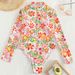 Aria Basics New Fashion Floral Print One-Piece Long Sleeve Bikini Diving Suit Swimsuit For Women With Zipper In Pink, European And_ecoleips.com