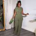 2025 Summer New European American Cross-Border Women's Fashion Stand Collar Button Sleeveless Waist-Tie Top And Wide-Leg_ecoleips.com