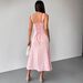 AD298 Cross-Border Fashion New Sexy Pink Strap Waist-Cinching Popular Women's Lace-Up Backless Dress_ecoleips.com