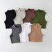 Summer Retro High Neck Vest for Women Stretchy Slim Fit Short Cropped Sleeveless Sports Top European American Style_ecoleips.com