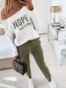 2025 Spring And Autumn New European And American One Word Collar Letter Printed Pocket Casual Long Sleeve Casual Set_ecoleips.com