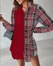 Women's Clothing Long Sleeved Printed Patchwork Button Dress Blouse_ecoleips.com