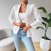 Euopean Ameican Coss-bode 2026 Autumn And Winte New Elegant Solid Colo Lace 3/4 Sleeve Lapel Casual Women's_ecoleips.com