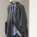 ZOEVA Large Size Gray Casual Versatile Loose And Thin Suit Women's Spring New High-end Design Retro Blazer_ecoleips.com