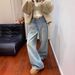 Glitter Star Embroidered Wide-Leg Jeans For Women – High Waist Straight Denim Pants With Rhinestone Details, Winter Edition (Regular & Fleece-Lined)_ecoleips.com