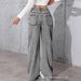Grey Straight Leg Jeans for Women Stretchy Slimming Floor Length Denim Pants European American Style Hot Selling Cross Border E Commerce Item_ecoleips.com