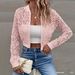 Women's European American Style Lace Zip up Cardigan Long Sleeve Slim Fit Fashionable Versatile Top_ecoleips.com