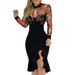 Women's Clothing Embroidered Sequin Mesh Ruffle Dress Long Sleeved Long Skirt In Stock_ecoleips.com