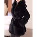 Luxury Mink Fur Coat For Women - Fox Fur Collar, Slim Fit, Elegant Winter Outerwear With Belt, Black/Brown/White_ecoleips.com