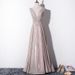 Elegant V-Neck Evening Gown Slim Fit Long Formal Dress For Banquet, Hosting, Party (Champagne Gold) - Sizes XS - XXXL_ecoleips.com