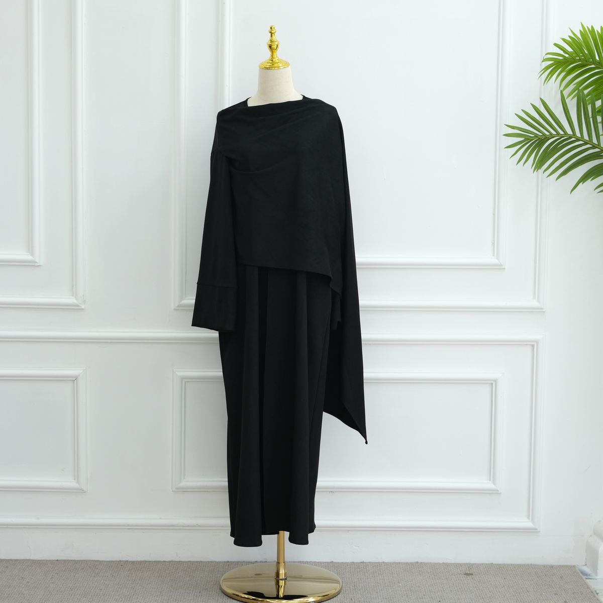 Elegant Long Sleeve Kimono Cardigan With Detachable Cape – Versatile Open Front Cover-Up For Women, Modest Fashion, Boho & Evening Wear_ecoleips.com