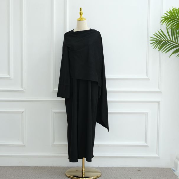 Elegant Long Sleeve Kimono Cardigan With Detachable Cape – Versatile Open Front Cover-Up For Women, Modest Fashion, Boho & Evening Wear_ecoleips.com