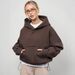 Women's Casual Solid Color Hoodie Waist Long Sleeve Short Top Pullover Pocket Sweater_ecoleips.com