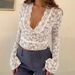 European And American Cross Border Summer And Autumn Solid Color Slim V Neck Long Sleeved Lace Sexy Hot Girl Bottoming Shirt Female_ecoleips.com