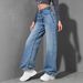 Cross-border 2025 Heart-Shaped Jacquard European American SMX Women's Jeans, Wide High-Waisted Loose Fit, Trendy Brand,_ecoleips.com