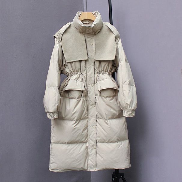 90 White Duck Down Jacket Women 2025 Winter New Korean Style Loose Over-the-Knee Mid-Length Fashion Thickened Coat Tide_ecoleips.com