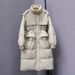 90 White Duck Down Jacket Women 2025 Winter New Korean Style Loose Over-the-Knee Mid-Length Fashion Thickened Coat Tide_ecoleips.com
