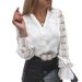 2024 Factory Direct Sale In-Stock European And American New Lace Hollow Elegant Round Neck Long Sleeve Women's_ecoleips.com