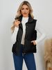 Women's Clothing Quilted Vest With Stand Collar Warm Padded Sleeveless Jacket For Winter, Lightweight Polyester Fill Zip Front Casual Office Wear_ecoleips.com