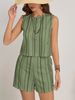 Women's Clothing Summer Casual Striped Sleeveless Fashion Vest Shorts Two Piece Suit_ecoleips.com