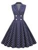 Women's Retro Hepburn Dress Style Polka Dot Patchwork Lapel Sleeveless Double Breasted Literary Style_ecoleips.com