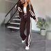 Women's Clothing Autumn Y2K Striped Zipper Top Jacket Casual Sports Suit Women_ecoleips.com