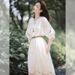 Women's 2024 New Summer Ethnic Bohemian Long French Hollow V-neck White Dress_ecoleips.com