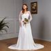 Women's Clothing sexy lace long sleeve wedding dress with chest cotton big swing dress white_ecoleips.com