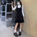 Autumn New Korean Style Bowknot Woolen Vest White Sweater 2-Piece Set Maternity Dress_ecoleips.com