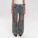 Women's Clothing Retro Straight Pants Hollow Texture Niche Design Gradient Jeans Loose Wide Leg Trousers Ins_ecoleips.com