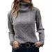 Women's Clothing Retro High Neck Knit Sweater - Women's Long Sleeve Pullover (95% Acrylic, Vintage Color Palette)_ecoleips.com