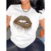 New Women's Clothing Round Neck Ladies' Top With Lip Print Short Sleeve T-shirt For Women_ecoleips.com