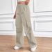 2026 Spring/Summer European And American Trade Elastic Waist Drawstring High-Waisted Pocket Design Loose_ecoleips.com