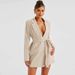 Women's Lapel Belted Midi Length Blazer – Elegant Casual Fall Office Jacket 2026_ecoleips.com
