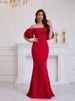 Regal Red Strapless Evening Gown Sculpted Corset Bodice With Cascading Ruffles & Open Back For Black-Tie Galas (4-Way Stretch Poly-Spandex Blend)_ecoleips.com