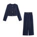 Women's Clothing ZARZ Contrast Stitch Jacket & Wide-Leg Pants Set – Trendy Two-Piece Outfit For Women_ecoleips.com