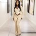 Women's Clothing Women's Slim Fit Two Piece Set Long Sleeved Pleated Zipper Crop Top And Long Legged Pants Solid Color European American Style_ecoleips.com