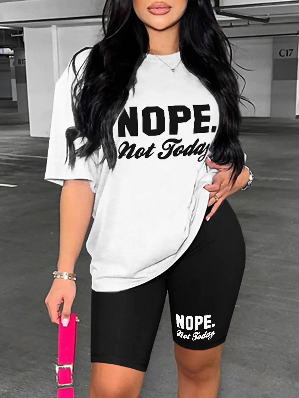 Summer Women's Casual Fashion Letter Graphic Print Loose T-shirt Shorts Two-piece Set Summer Sportswear Suitable For Daily Wear-158_ecoleips.com