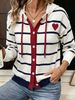 Lightweight Soft Striped Heart Print Hooded Button Front Loose Knit Cardigan_ecoleips.com