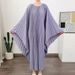 2025 New Cross-Border Middle Eastern Arab Women's Long-Sleeve Pleated Bat-Sleeve Round-Neck Robe Dress_ecoleips.com