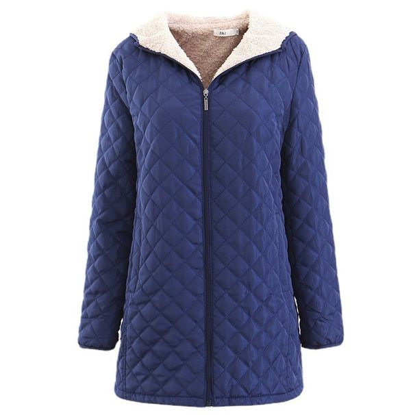 Women's Slim-Fit Mid-Length Hooded Cotton Jacket – Lightweight Winter Coat With Waist Detail & Pockets_ecoleips.com
