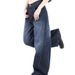 American-style Baggy Curved Silhouette Jeans For Women, Niche Washed Blue Trendy Wide-leg Banana Pants_ecoleips.com