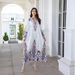 Muslim Stand Up Collar Ladies Robe Printed Diamond Beaded New Dress Abayas_ecoleips.com