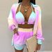 Female Clothing Sexy Printed Suspender Shirt Shorts Three-piece Suit For Women_ecoleips.com