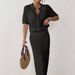 Women's Sexy Beach Cover-Up Set - Knitted Lace Polo Collar Deep V Button-Up Two-Piece Outfit For Summer_ecoleips.com