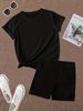Summer Women's Casual And Fashionable Chingona Print Loose T-shirt+shorts Two-piece Sportswear Suitable For Daily Wear-73_ecoleips.com