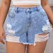 Plus Size Women's Ripped Studded Denim Shorts Hot Girl Style For Summer_ecoleips.com